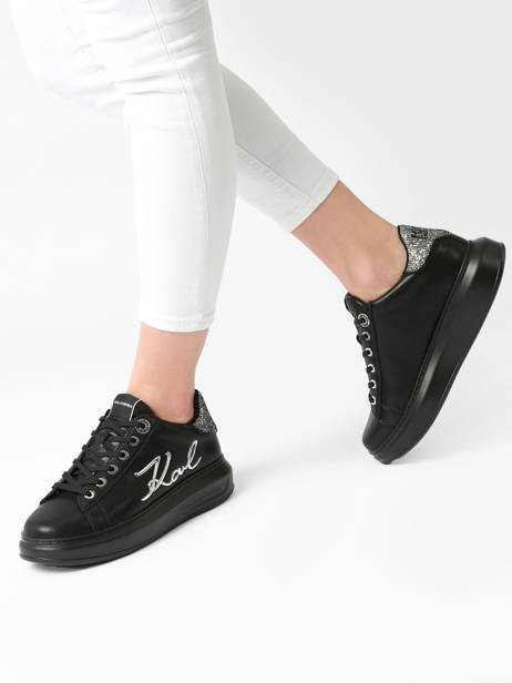 Sneakers Kapri Signature En Cuir Karl lagerfeld Noir women KL62510A vue secondaire 2