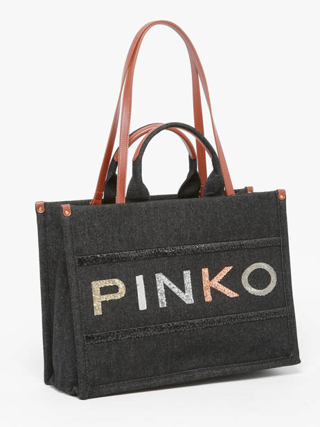 Sac Porté épaule Logo Shopper Coton Pinko Noir logo shopper A17T vue secondaire 2