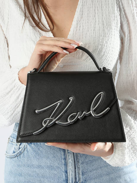 Sac Bandoulière K Signature Cuir Karl lagerfeld Noir k signature 240W3003 vue secondaire 1