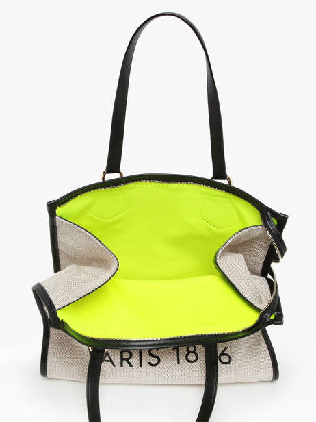 Sac Cabas D'été Zippé Toile De Jute Et Cuir Lancel Noir cabas d'ete A13310 vue secondaire 3