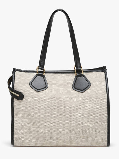 Sac Cabas D'été Zippé Toile De Jute Et Cuir Lancel Noir cabas d'ete A13310 vue secondaire 4