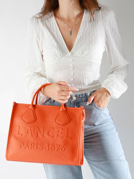 Cabas Zippé M Jour Cuir Lancel Orange jour A12996 vue secondaire 1