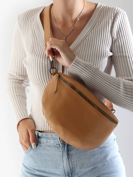 Sac Banane Caviar Cuir Milano Marron caviar CA21123 vue secondaire 1