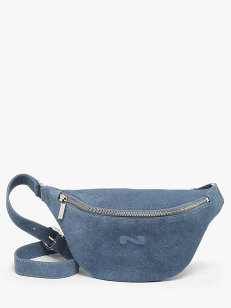 Sac Banane Small Derby Denim Cuir Nathan baume Bleu denim 1025D