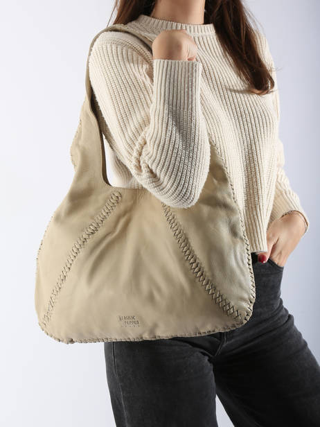 Sac Porté épaule Milan Cuir Basilic pepper Beige milan BMIL01 vue secondaire 1