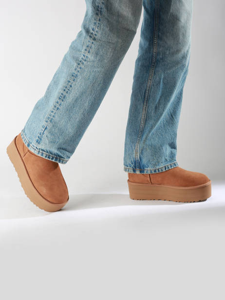 Boots Classic Mini Platform En Cuir Ugg Beige women 1134991 vue secondaire 1