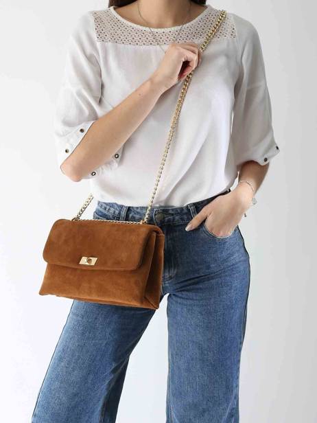 Sac Bandoulière Velvet Caviar Cuir Milano Marron velvet caviar VC24115 vue secondaire 1