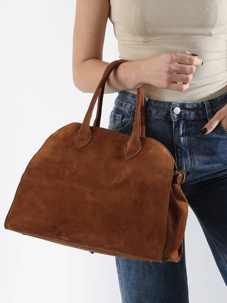 Sac Porté épaule Velvet Cuir Milano Marron velvet VE24118 vue secondaire 1
