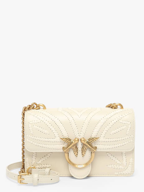 Sac Bandoulière Love Bag Icon Cuir Pinko Beige love bag icon A2C3