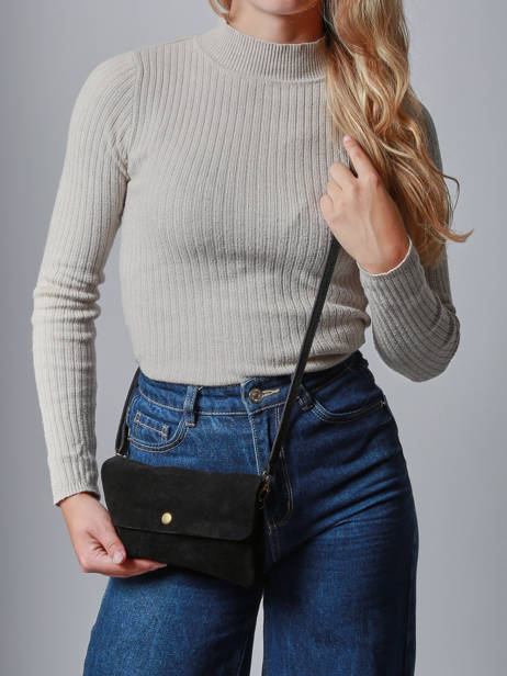 Sac Bandoulière Velvet Cuir Milano Noir velvet VE23067 vue secondaire 1