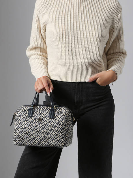 Sac Porté Main Th Jacquard Polyester Recyclé Tommy hilfiger Bleu th jacquard AW17633 vue secondaire 1