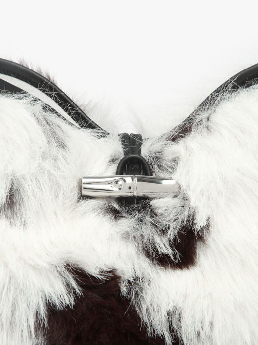 Longchamp Roseau toile fourrure Besaces Blanc