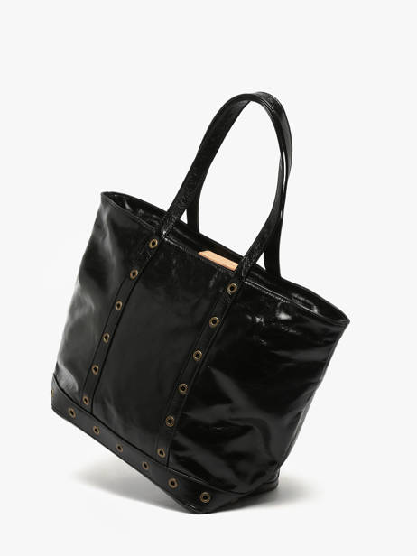 Le Cabas M Zippé En Cuir Craquelé Vanessa bruno Noir cabas cuir 82V40378 vue secondaire 2