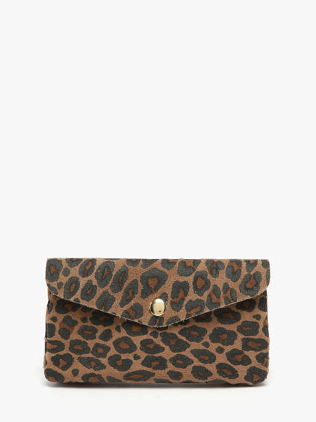 Porte-monnaie Leopard Cuir Milano Marron velvet leopardo VL23113
