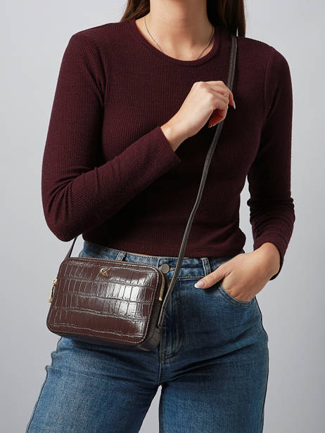 Sac Bandoulière Croc Embossed Mono Calvin klein jeans Marron croc embossed mono 4F3285G vue secondaire 1