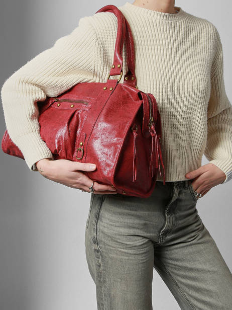Sac Porté épaule A4 Spazzolato Cuir Milano Rouge spazzolato SP24095 vue secondaire 1