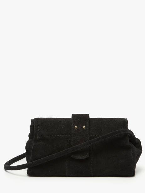 Sac Bandoulière M Agnes Cuir Velours Etrier Noir agnes EAGV205M vue secondaire 7