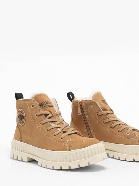 Bottines Pallashock Zip En Cuir Palladium Beige women 74353252 vue secondaire 2