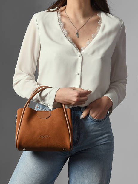 Sac Porté Main Suede Ida Cuir Lancaster Marron suede ida 100 vue secondaire 1
