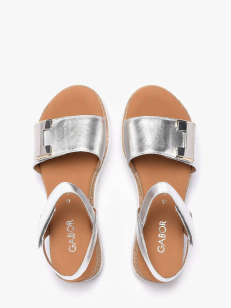 Sandales Semelle Compensée En Cuir Gabor Argent accessoires 10 vue secondaire 3