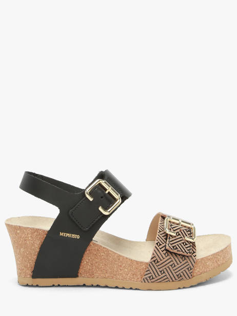 Sandales Semelle Compensée En Cuir Mephisto Noir accessoires P5148845