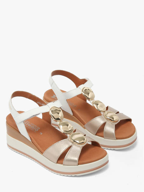 Sandales Semelle Compensée En Cuir Mephisto Or accessoires P5148798 vue secondaire 1