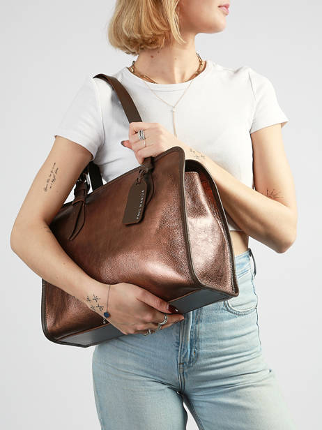 Sac Porté épaule Vintage Cuir Paul marius Marron vintage CABAS vue secondaire 1