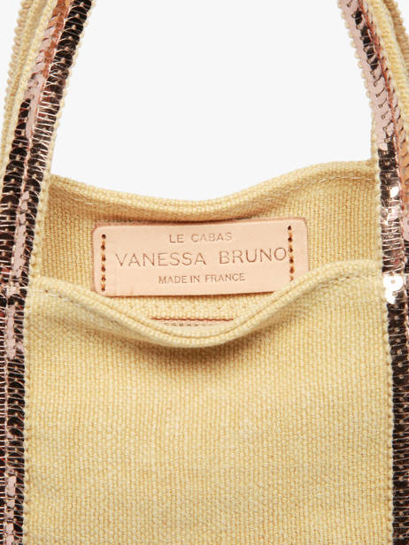 Sac Bandoulière Baby Cabas Lin Paillettes Vanessa bruno Jaune cabas lin 31V40410 vue secondaire 3