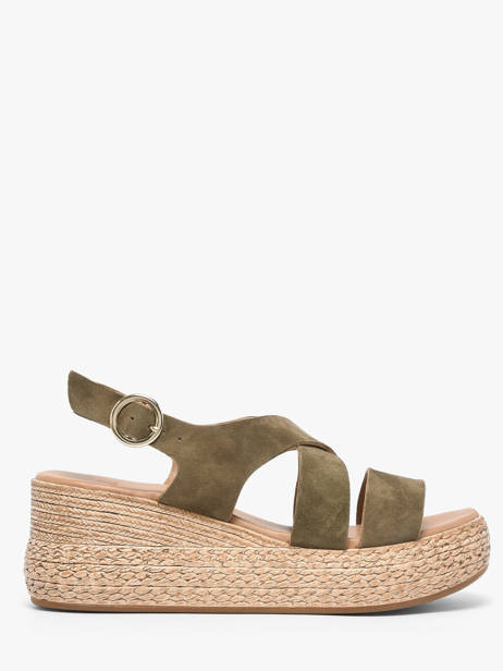 Sandales Talon Compensé En Cuir Aliwell Vert accessoires A126158