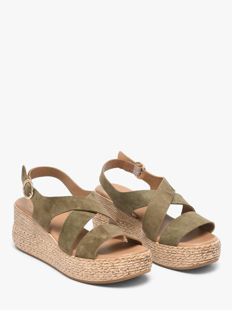 Sandales Talon Compensé En Cuir Aliwell Vert accessoires A126158 vue secondaire 1