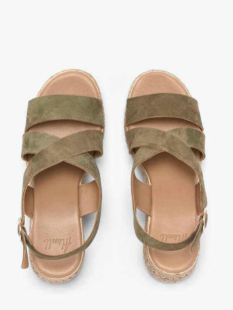 Sandales Talon Compensé En Cuir Aliwell Vert accessoires A126158 vue secondaire 3