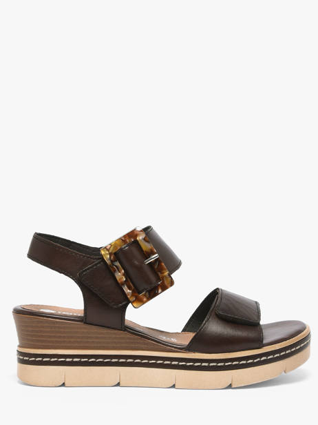Sandales Talon Compensé En Cuir Remonte Marron accessoires 25