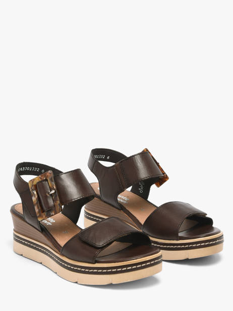 Sandales Talon Compensé En Cuir Remonte Marron accessoires 25 vue secondaire 1