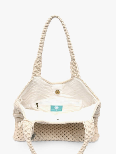 Sac Porté épaule Estival Coton Le voyage en panier Beige estival PM941 vue secondaire 3