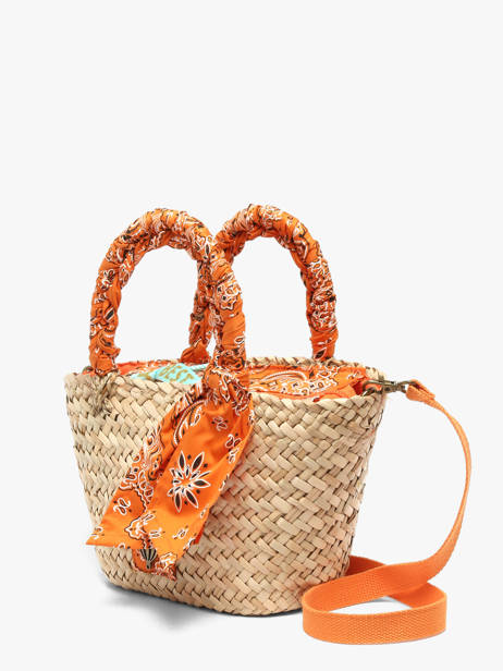 Sac Porté Main Bandana Paille Le voyage en panier Orange bandana PM968 vue secondaire 2