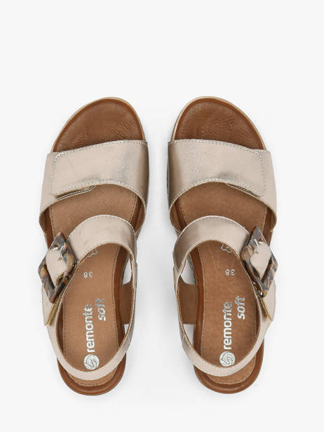Sandales Talon Compensé En Cuir Remonte Or accessoires 90 vue secondaire 3