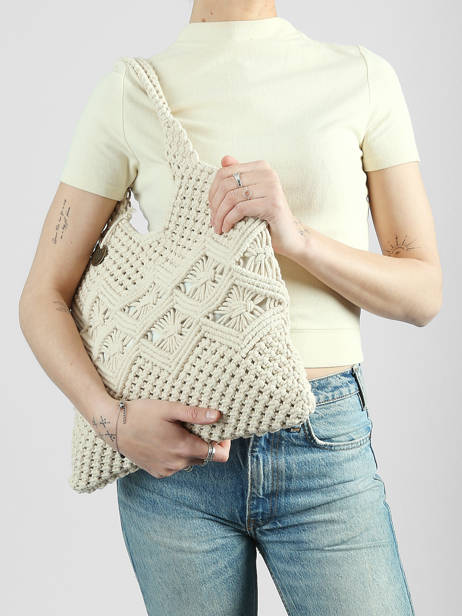 Sac Porté épaule Estival Coton Le voyage en panier Beige estival PM941 vue secondaire 1