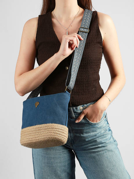 Sac Bandoulière City Coton Le voyage en panier Bleu city PM962 vue secondaire 1