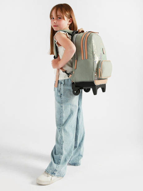 Sac A Dos à Roulettes 2 Compartiments Cameleon Rose vintage fantasy SR40 vue secondaire 2