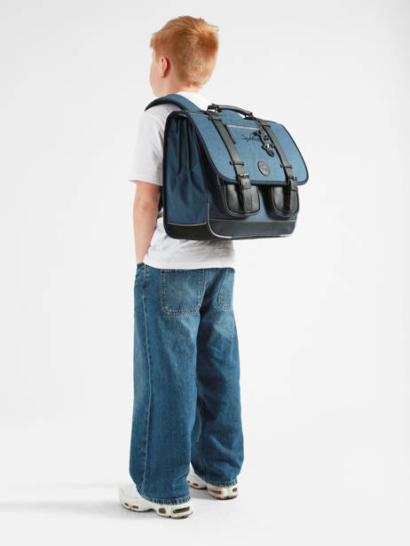 Cartable 3 Compartiments Cameleon Bleu vintage color VIC-CA41 vue secondaire 1