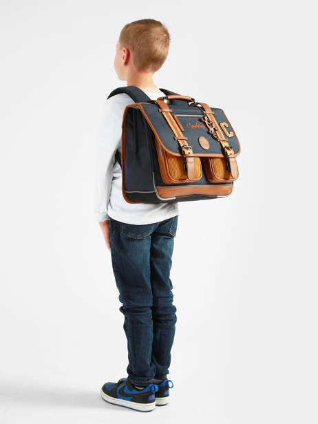 Cartable 2 Compartiments Cameleon Bleu vintage urban CA38 vue secondaire 1