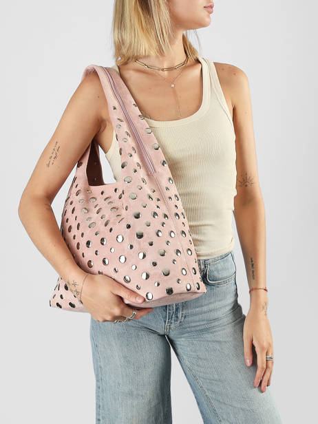 Sac Porté épaule Suede Miniprix Rose suede F9928 vue secondaire 1