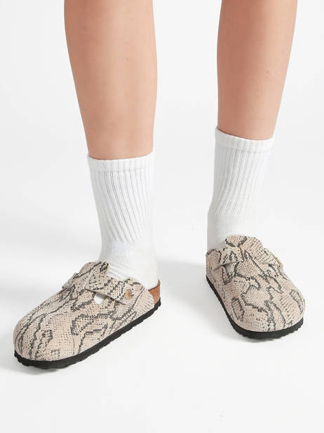 Mules En Cuir Birkenstock Gris accessoires 1033086 vue secondaire 1