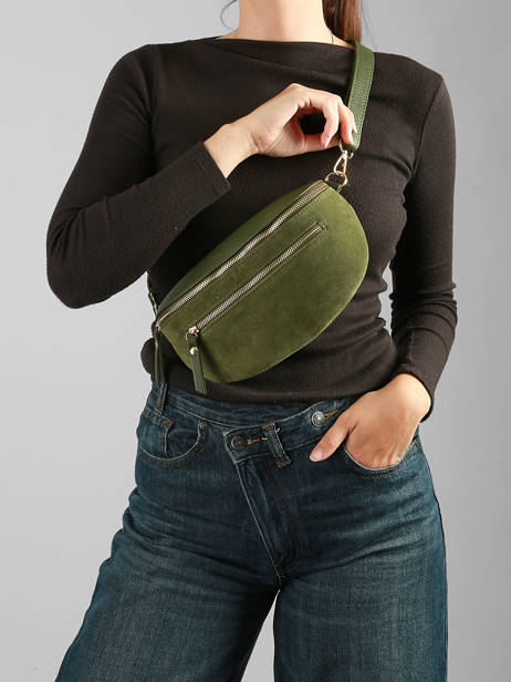 Sac Banane Cuir Milano Vert velvet caviar VC24111 vue secondaire 1