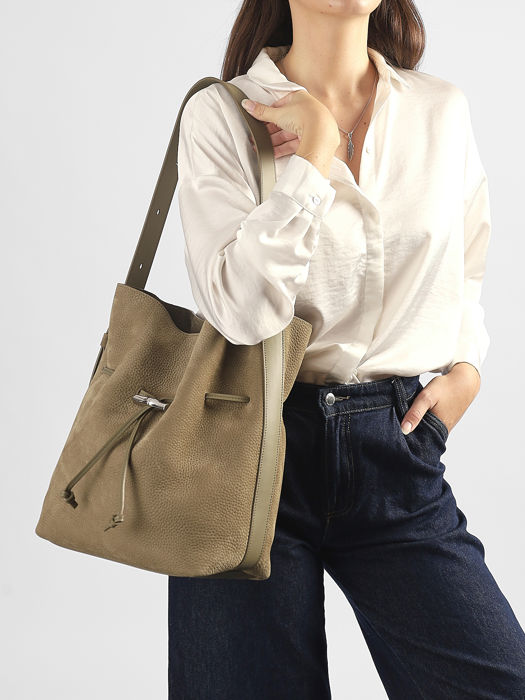 Longchamp Le roseau coulisse nubuck Sacs porté main Marron