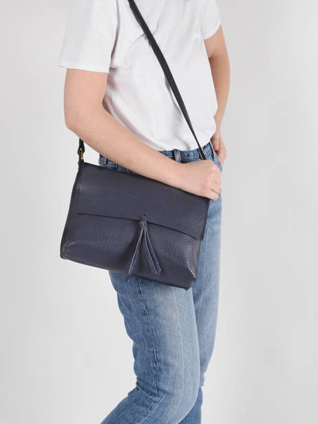 Sac Bandoulière Grained Flora & co Bleu grained F8045 vue secondaire 1