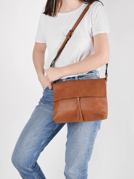 Sac Bandoulière Grained Flora & co Marron grained F8045 vue secondaire 1