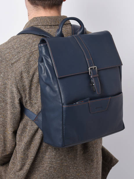 Sac à Dos Business Foulonné 2 Compartiments Cuir Etrier Bleu foulonne EFOU8092 vue secondaire 1